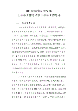 XX区水利局2022年上半年工作总结及下半年工作思路.docx