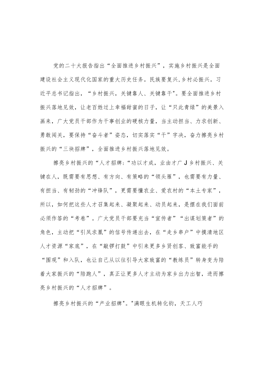 贯彻落实二十大精神乡村振兴专题学习研讨交流发言材料5篇.docx_第2页