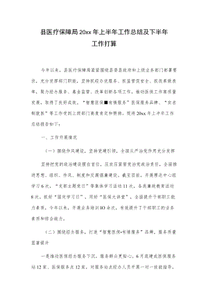 县医疗保障局20xx年上半年工作总结及下半年工作打算.docx