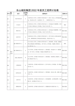 东山城投集团2022年度员工招用计划表.docx