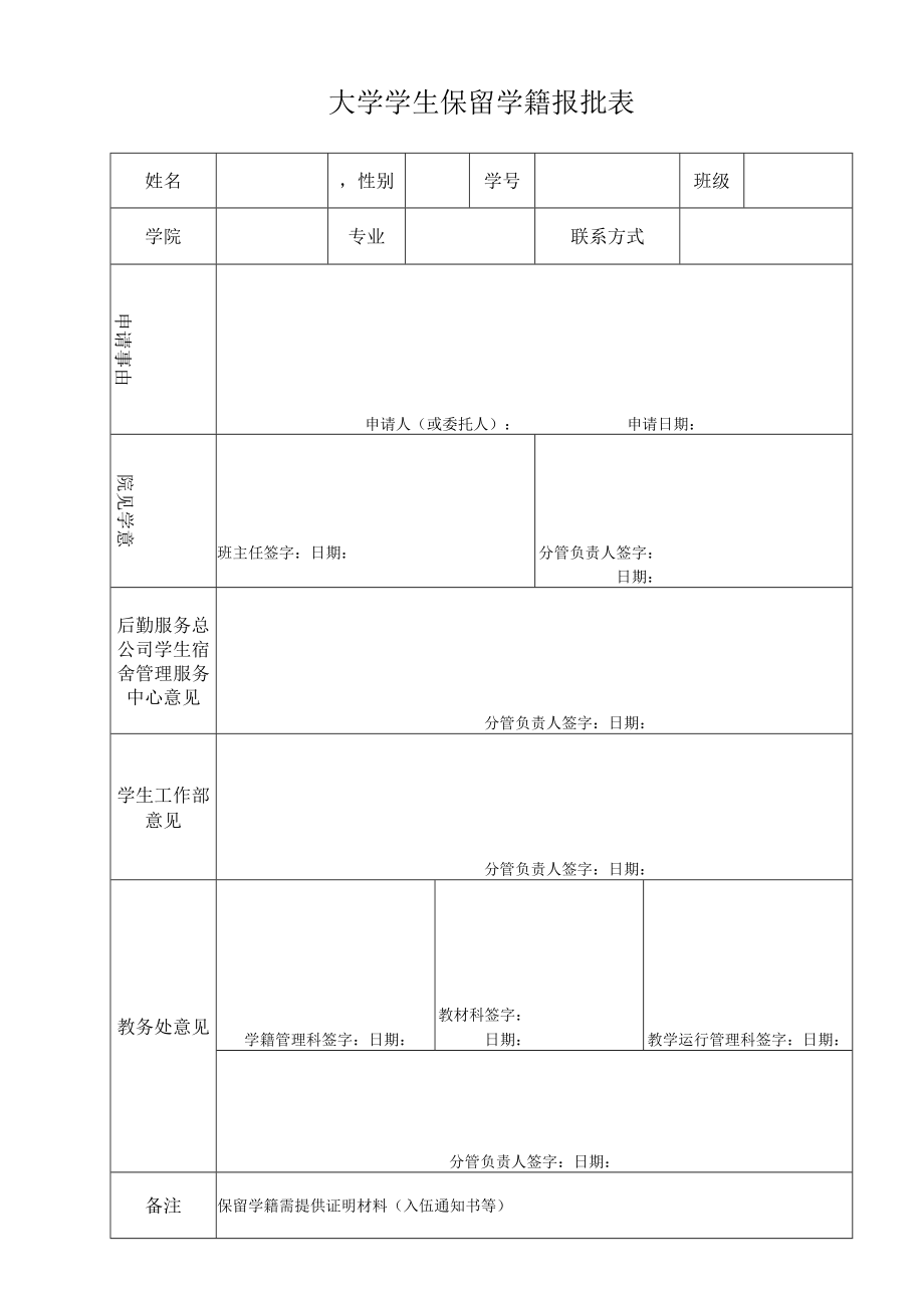 大学学生保留学籍报批表.docx_第1页