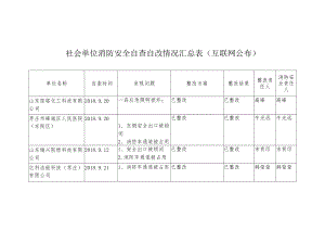 社会单位消防安全自查自改情况汇总表互联网公布.docx