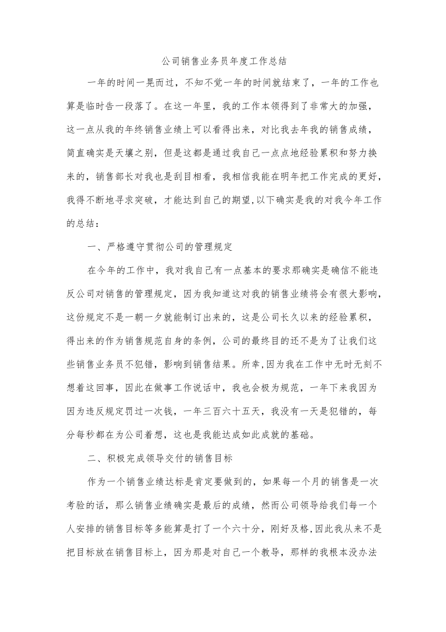 公司销售业务员年度工作总结.docx_第1页