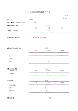 产品质量策划总结和认定.docx