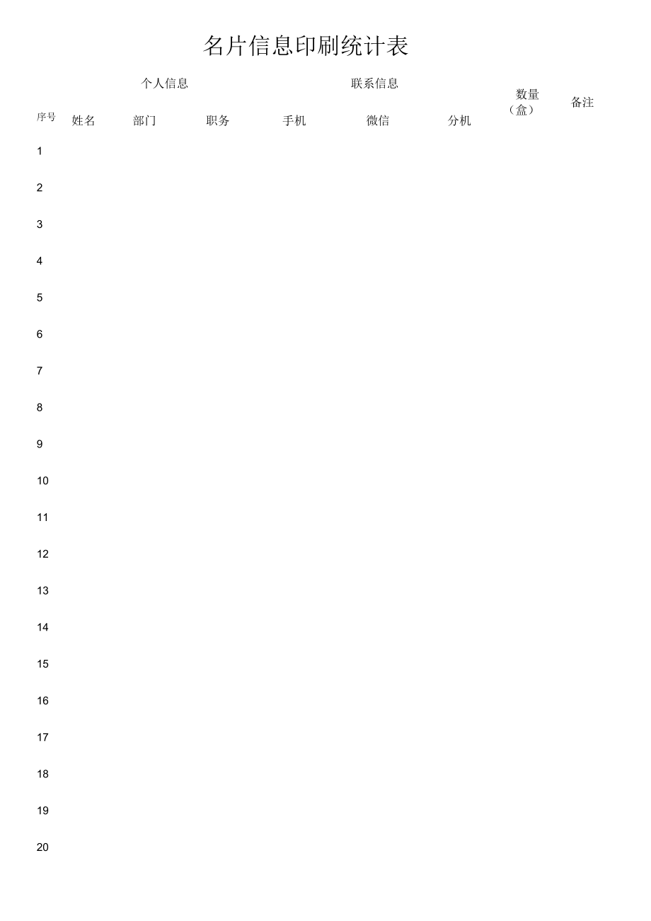 名片信息印刷统计表.docx_第1页