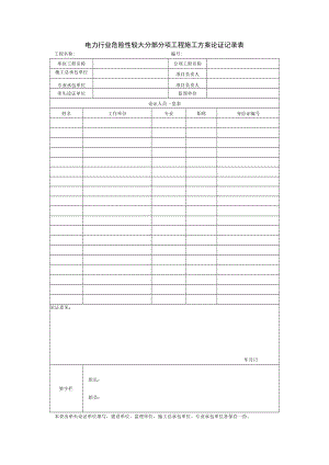 电力行业危险性较大分部分项工程施工方案论证记录表.docx