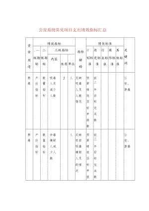 公安系统常见项目支出绩效指标汇总.docx