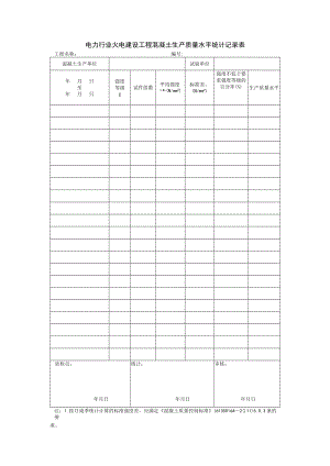 电力行业火电建设工程混凝土生产质量水平统计记录表.docx