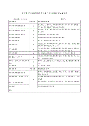 医院考评方案功能检查科主任考核指标Word表格.docx