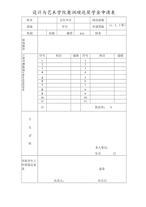 设计与艺术学院奥润顺达奖学金申请表.docx