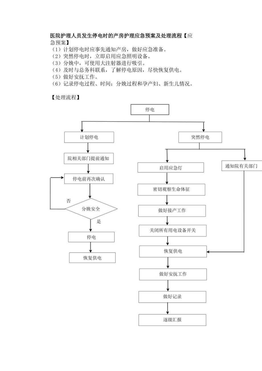 医院护理人员发生停电时的产房护理应急预案及处理流程.docx_第1页