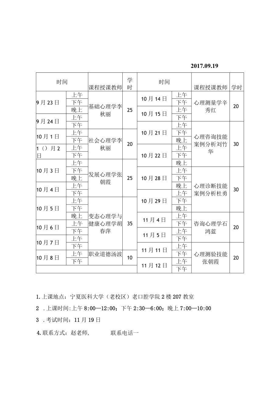 第二十五期心理咨询师三级培训班课程表.docx_第2页