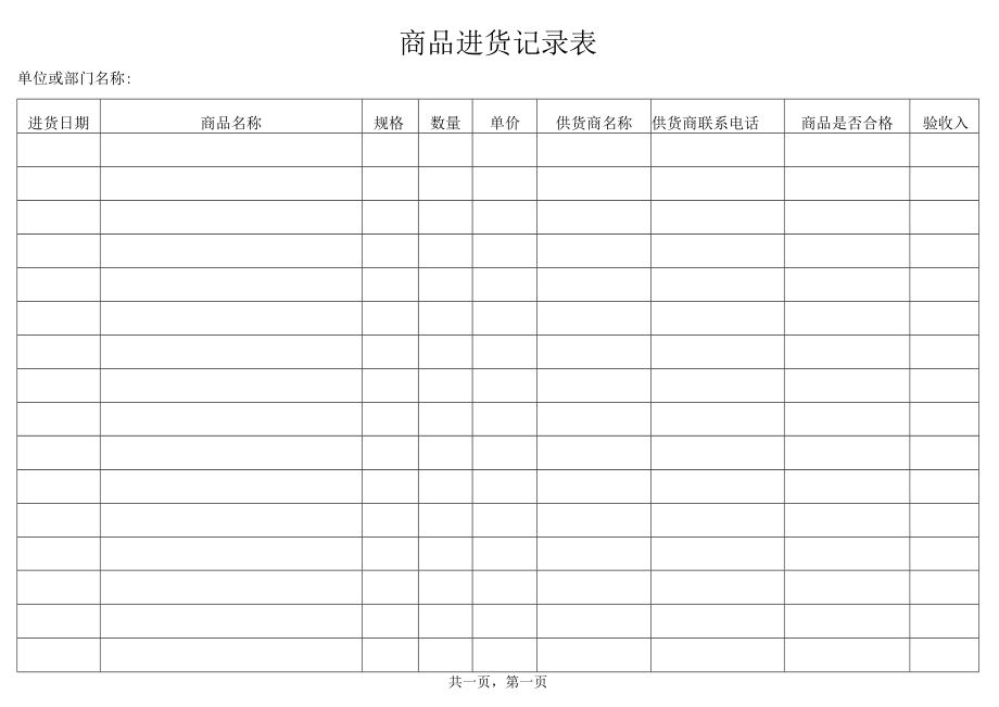 商品进货记录表.docx_第1页