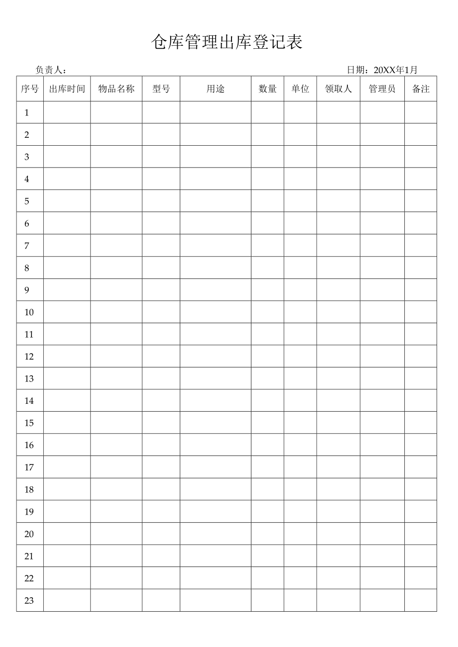 仓库管理出库登记表.docx_第1页