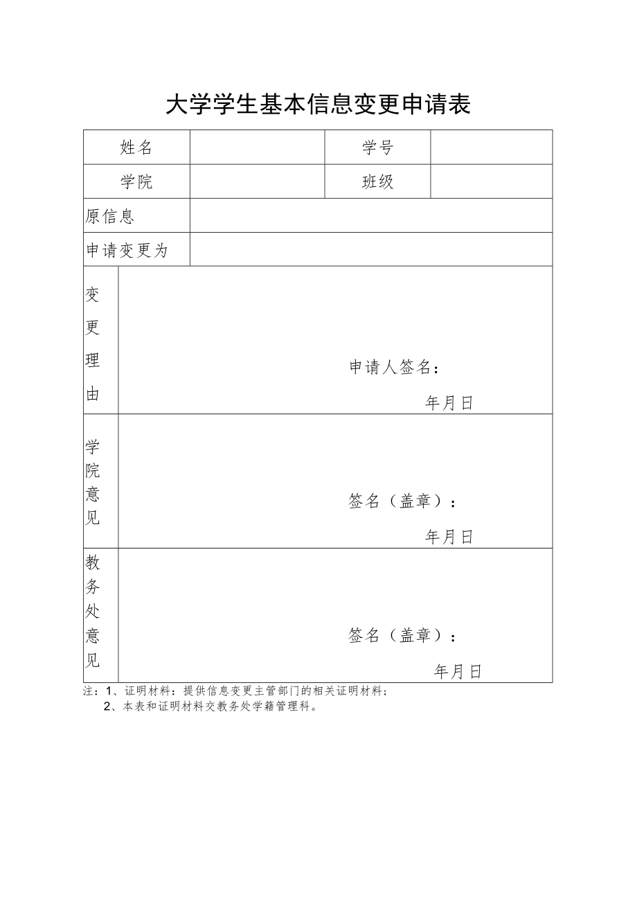 大学生基本信息变更申请表.docx_第1页