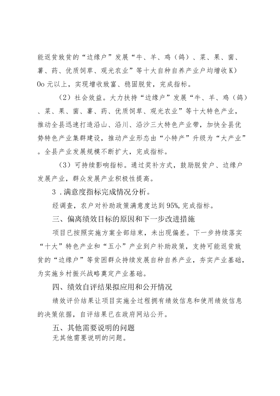 脱贫户、边缘户发展自种自养产业奖补项目资金绩效自评报告.docx_第3页