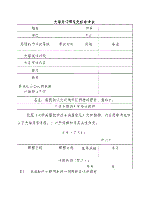 大学外语课程免修申请表.docx