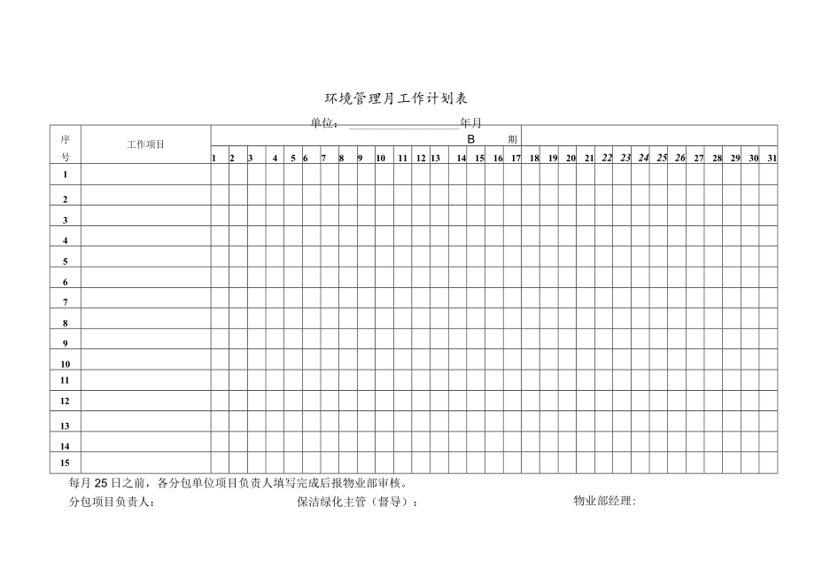 环境管理周工作报表 环境管理月工作计划表 消杀服务月计划表 物业保洁表格模板.docx_第2页