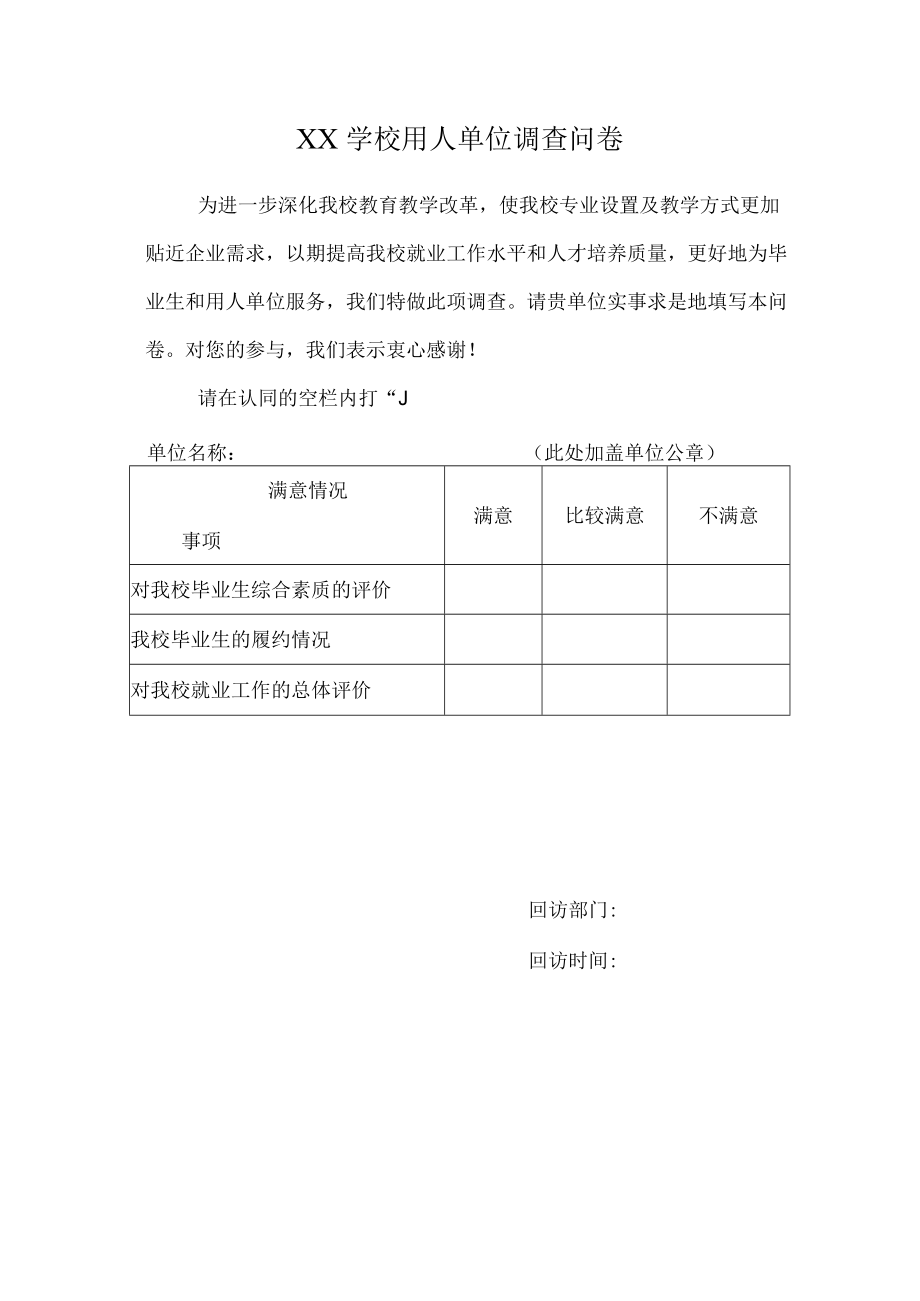 学校用人单位调查问卷.docx_第1页