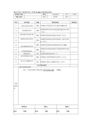 酒店宾馆工程部经理工作绩效KPI考核指标量表.docx