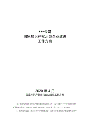 某公司国家知识产权示范企业建设工作方案(含规划).docx