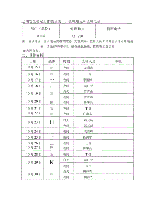 近期安全稳定工作值班表.docx