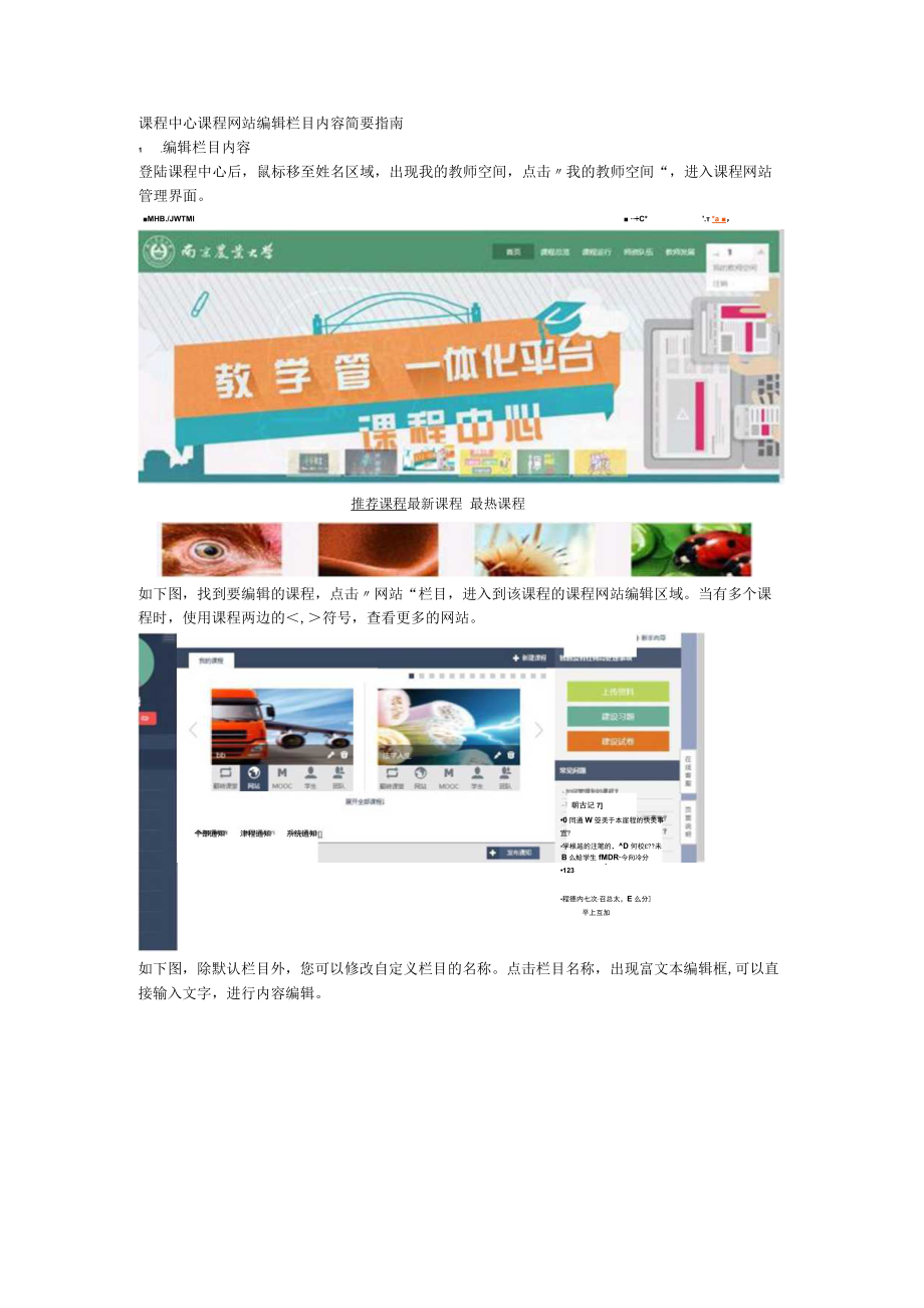 课程中心课程网站编辑栏目内容简要指南.docx_第1页