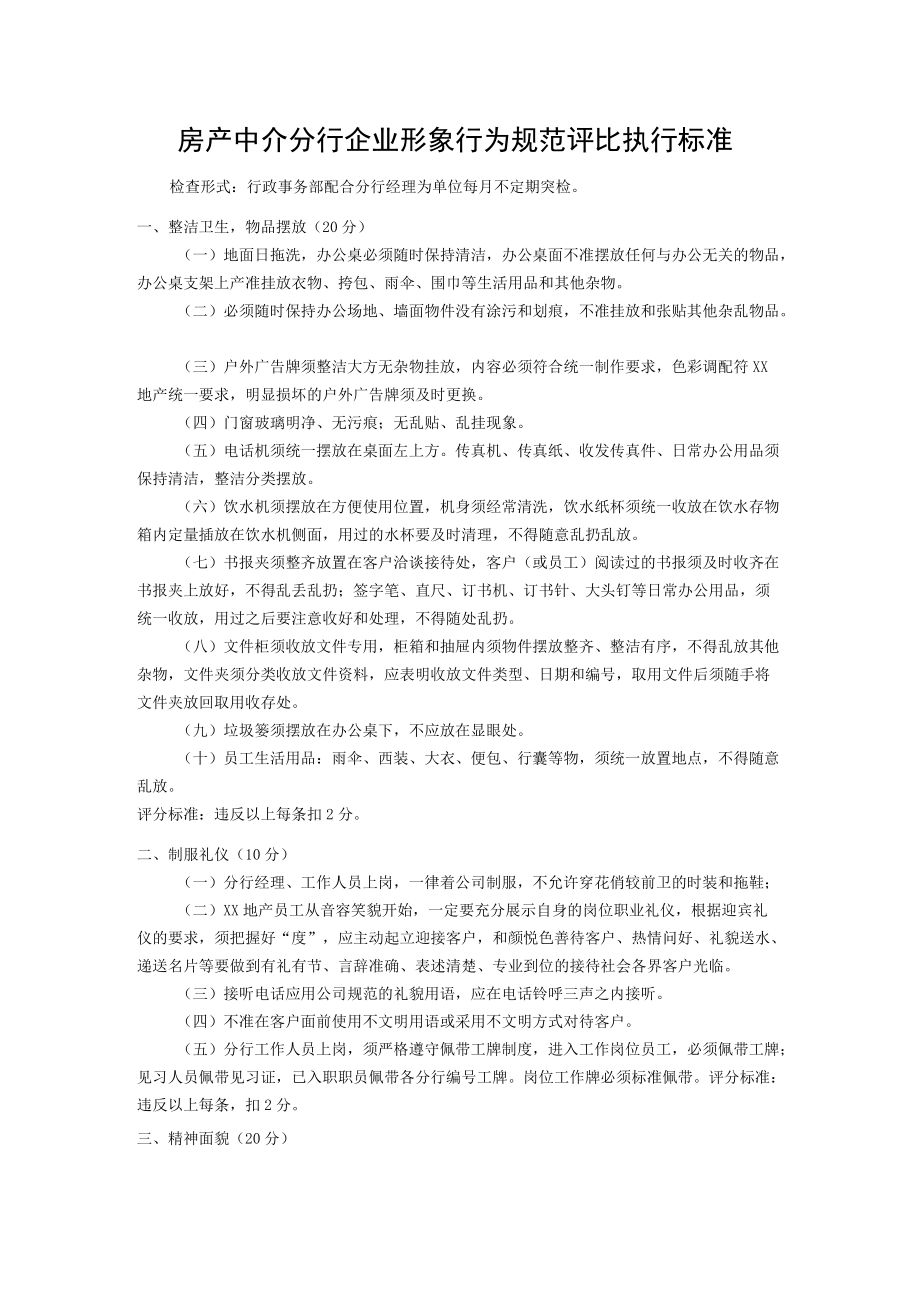 房产中介分行企业形象行为规范评比执行标准.docx_第1页