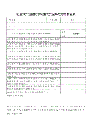 工贸行业重大安全事故隐患检查表汇编（根据2022版重大生产安全事故隐患判定标准编制）.docx