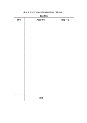 投标工程项目措施项目清单计价表.docx