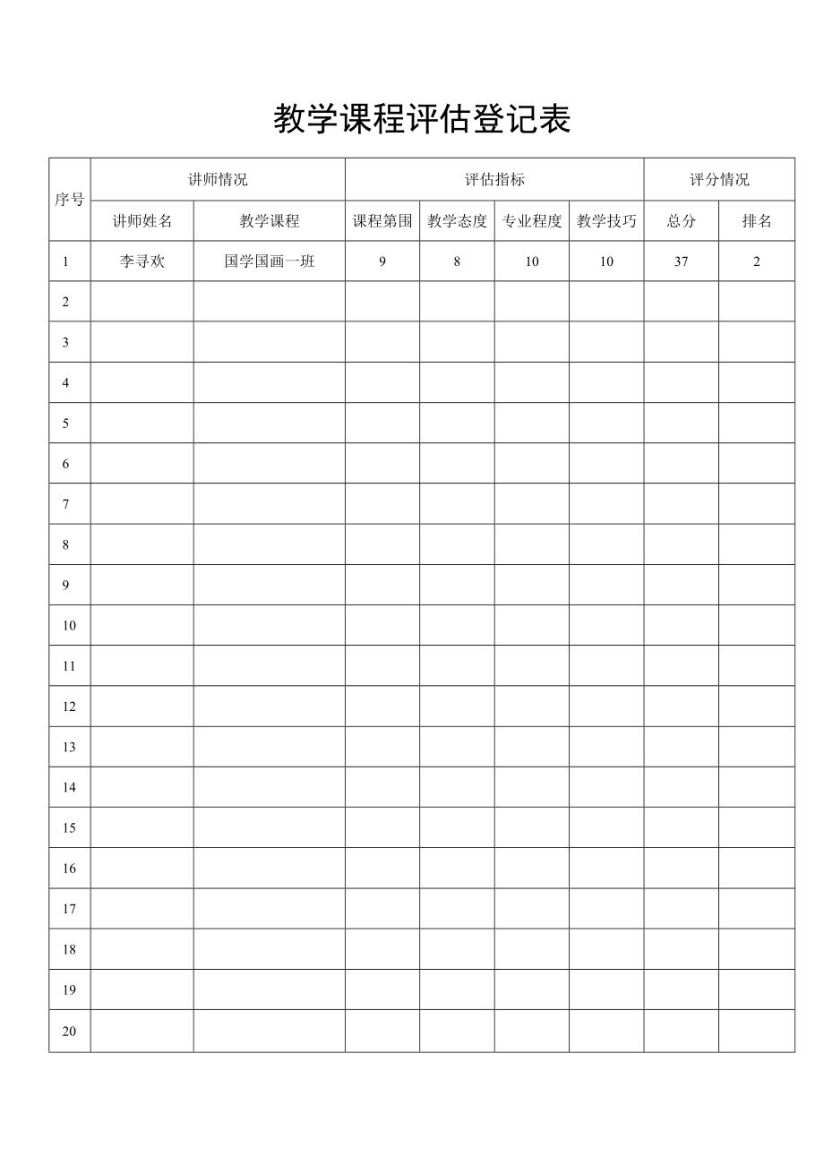 教学课程评估登记表.docx_第1页