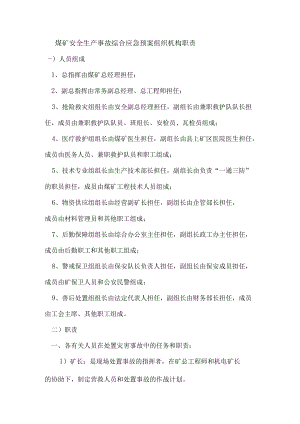 煤矿安全生产事故综合应急预案组织机构职责.docx