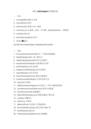 香港朗文5A 第一单元知识要点 词汇语法.docx