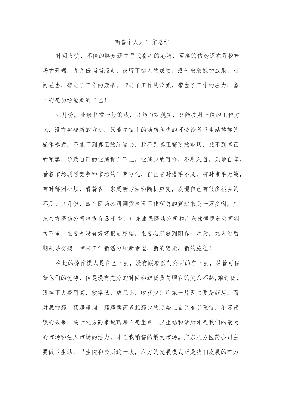 销售个人月工作总结.docx_第1页