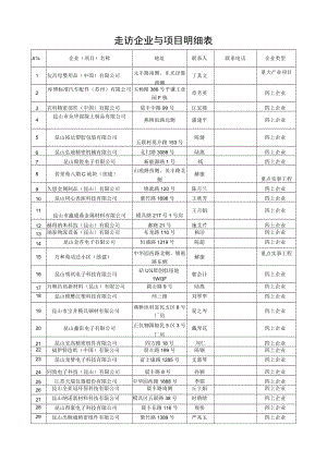 走访企业与项目明细表.docx