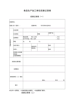 食品生产加工单位巡查记录表.docx