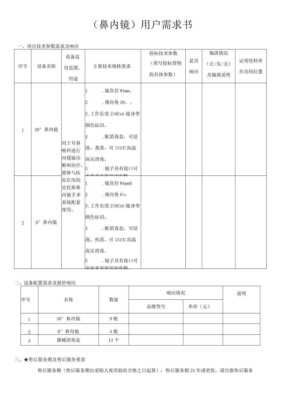 鼻内镜用户需求书.docx_第1页