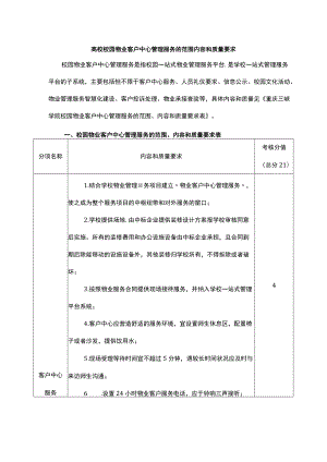 高校校园物业客户中心管理服务的范围内容和质量要求.docx