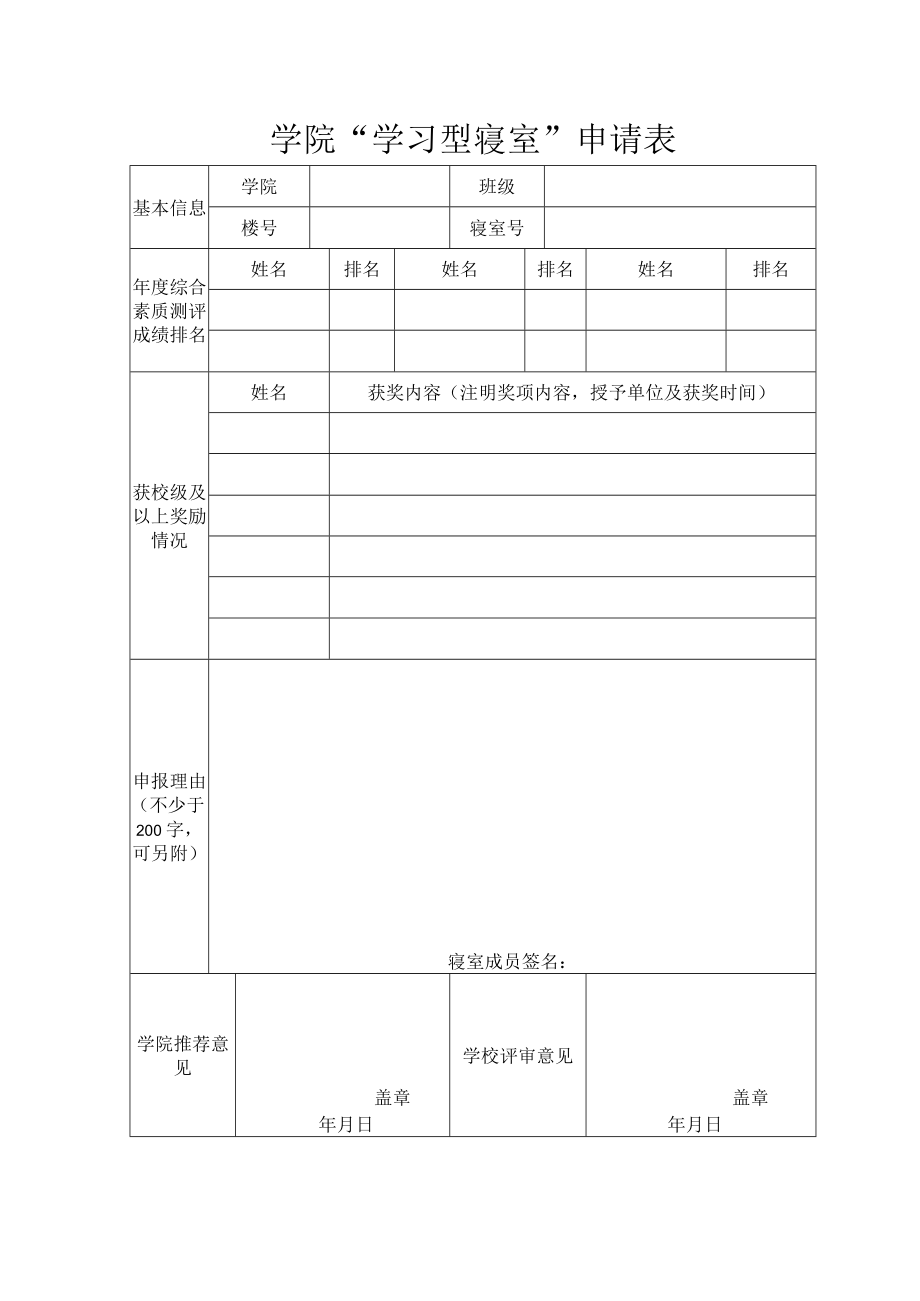 学院“学习型寝室”申请表.docx_第1页