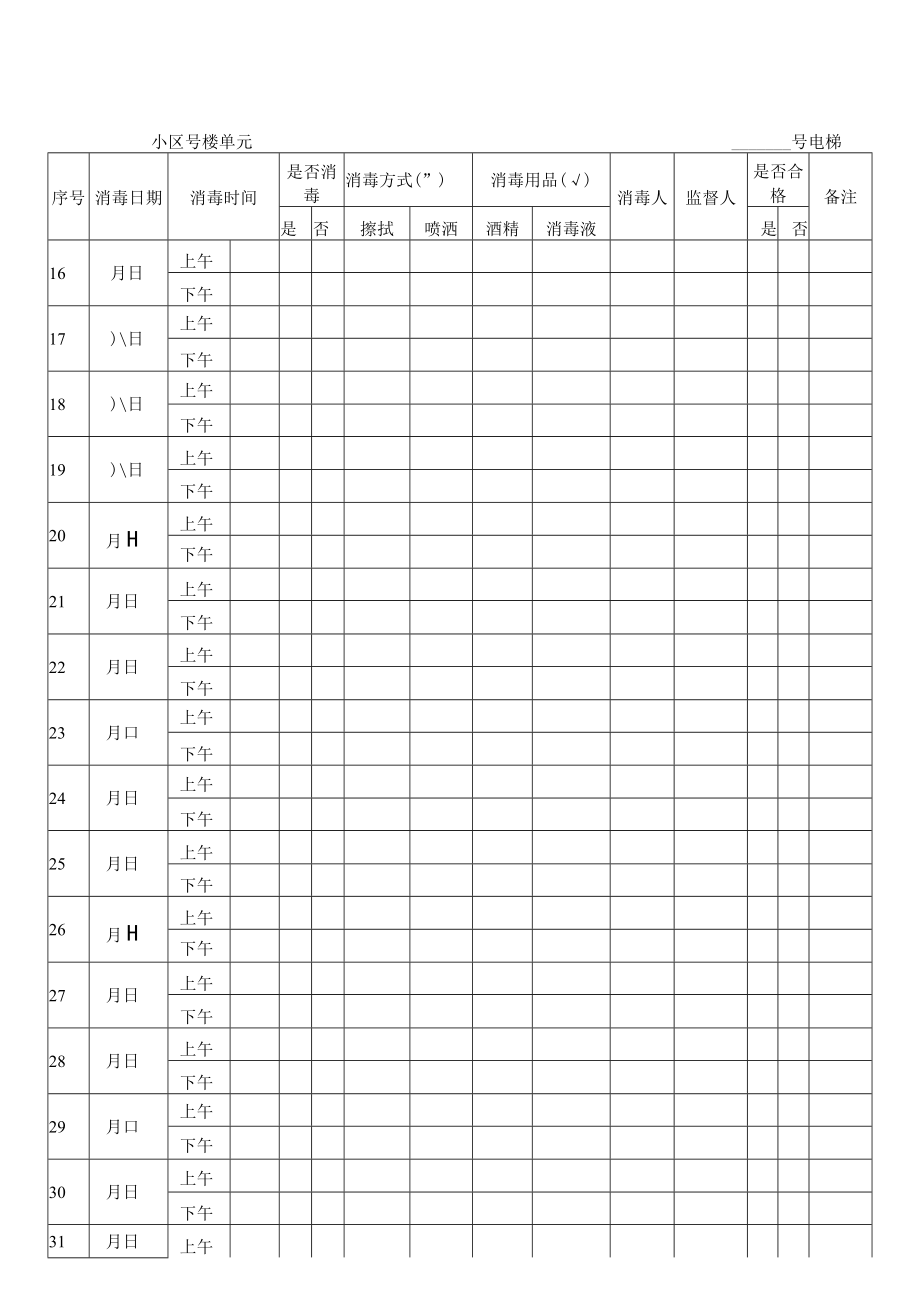 日常消毒记录表.docx_第2页