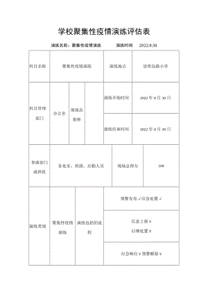 学校聚集性疫情演练评估表.docx