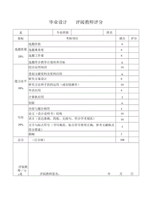 毕业设计评阅教师评分.docx