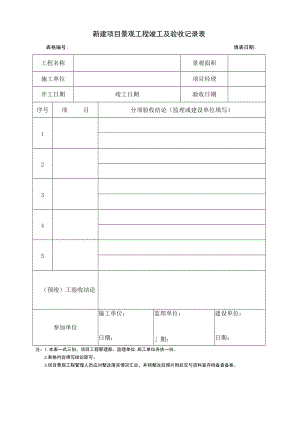 新建项目景观工程竣工及验收记录表.docx