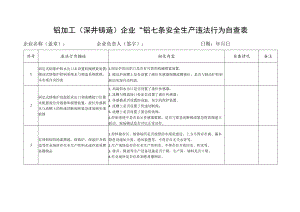 铝加工深井铸造企业“铝七条”安全生产违法行为自查表.docx