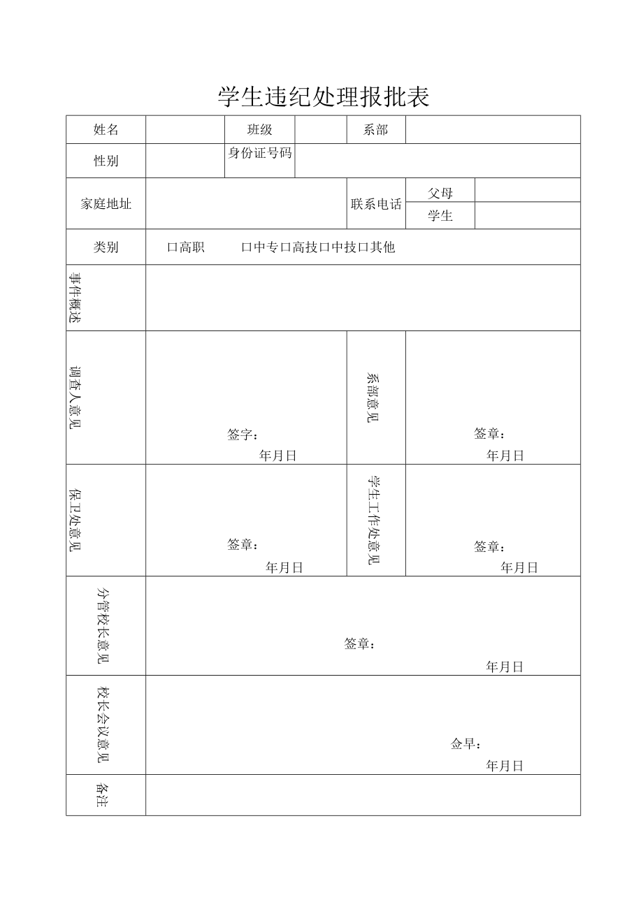 学生违纪处理报批表.docx_第1页