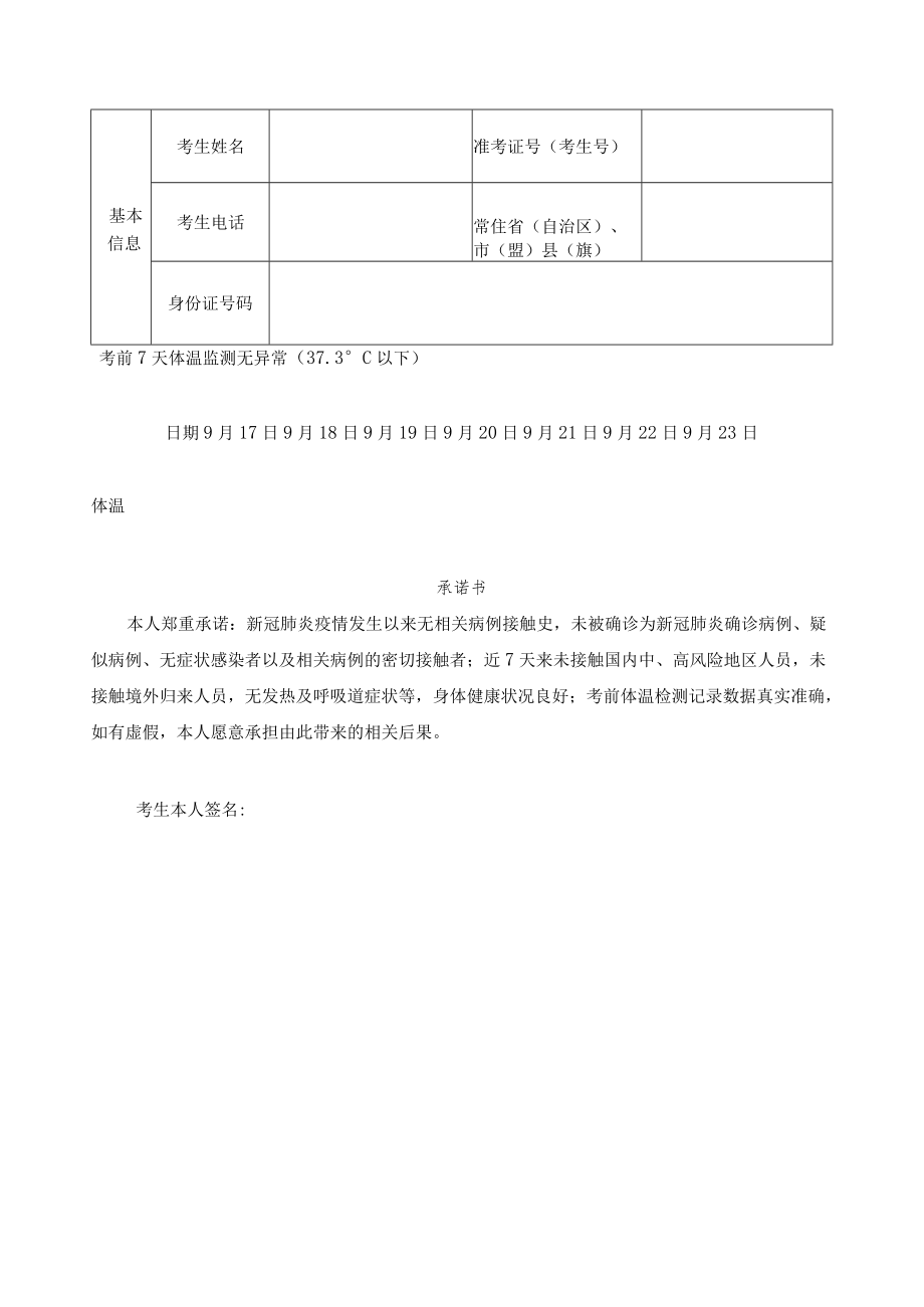 鄂尔多斯市妇幼保健院2022年度上半年公开招聘工作人员笔试新冠肺炎疫情防控承诺书.docx_第2页