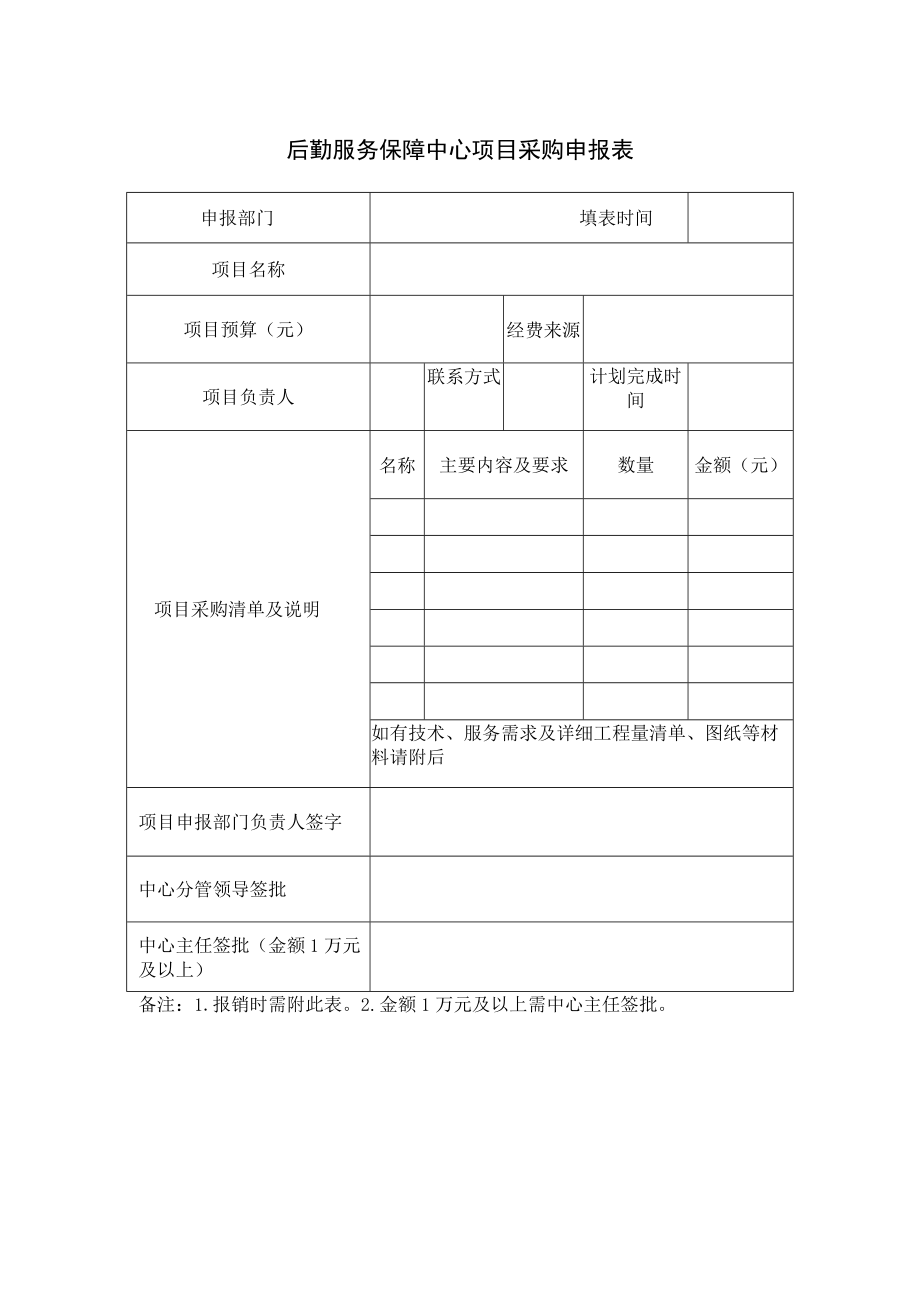 后勤服务保障中心项目采购申报表.docx_第1页