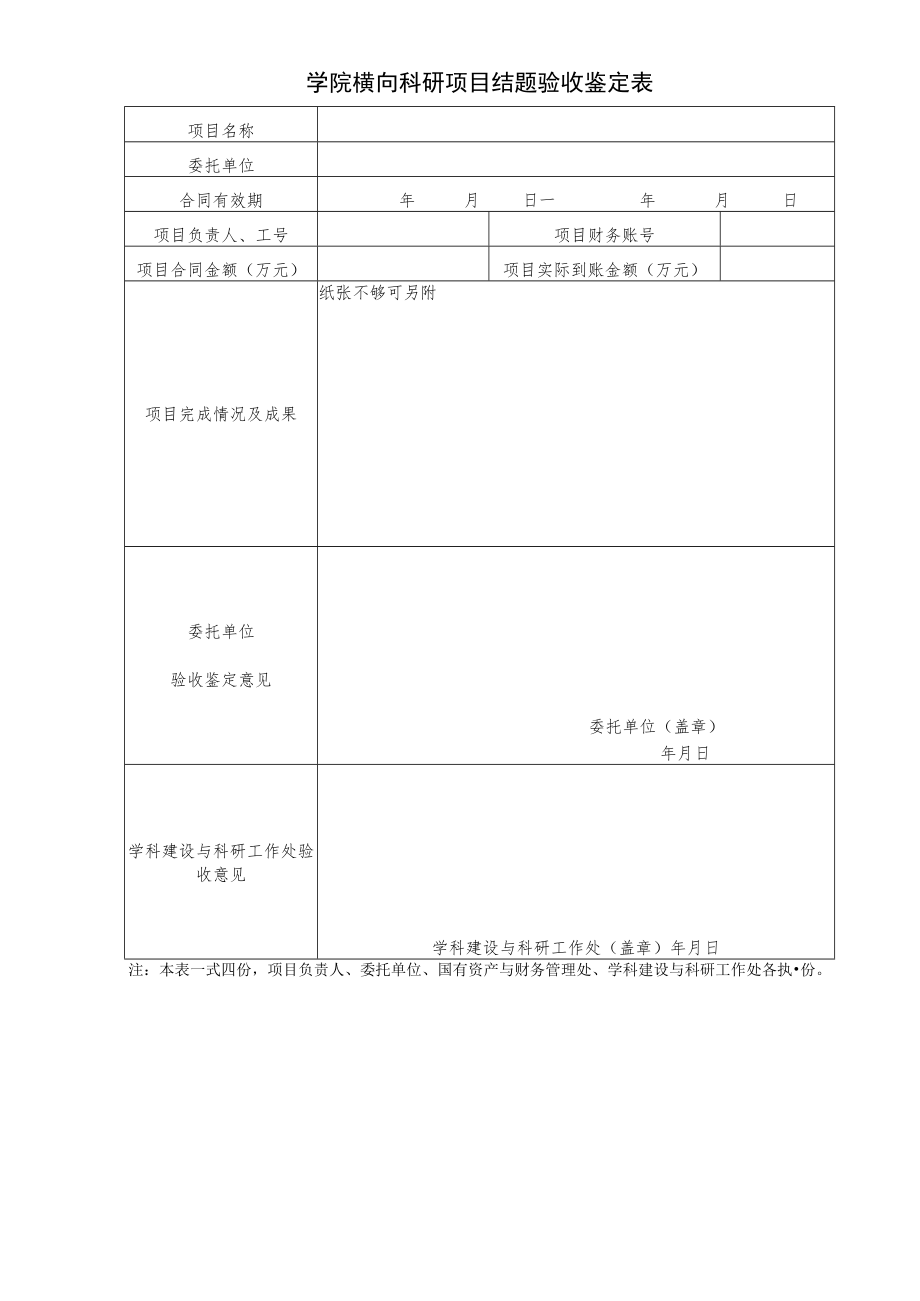 学院横向科研项目结题验收鉴定表.docx_第1页