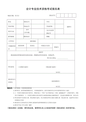 会计专业技术资格考试报名表.docx