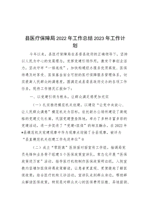 县医保局2022年工作总结2023年工作计划.docx